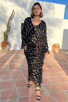 Thumbnail for Model wearing Black Jacquard Faro Maxi Dress