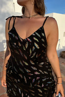Thumbnail for Model wearing Black Jacquard Faro Maxi Dress