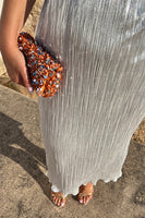 Thumbnail for Model wearing Silver Plisse Midi Dress