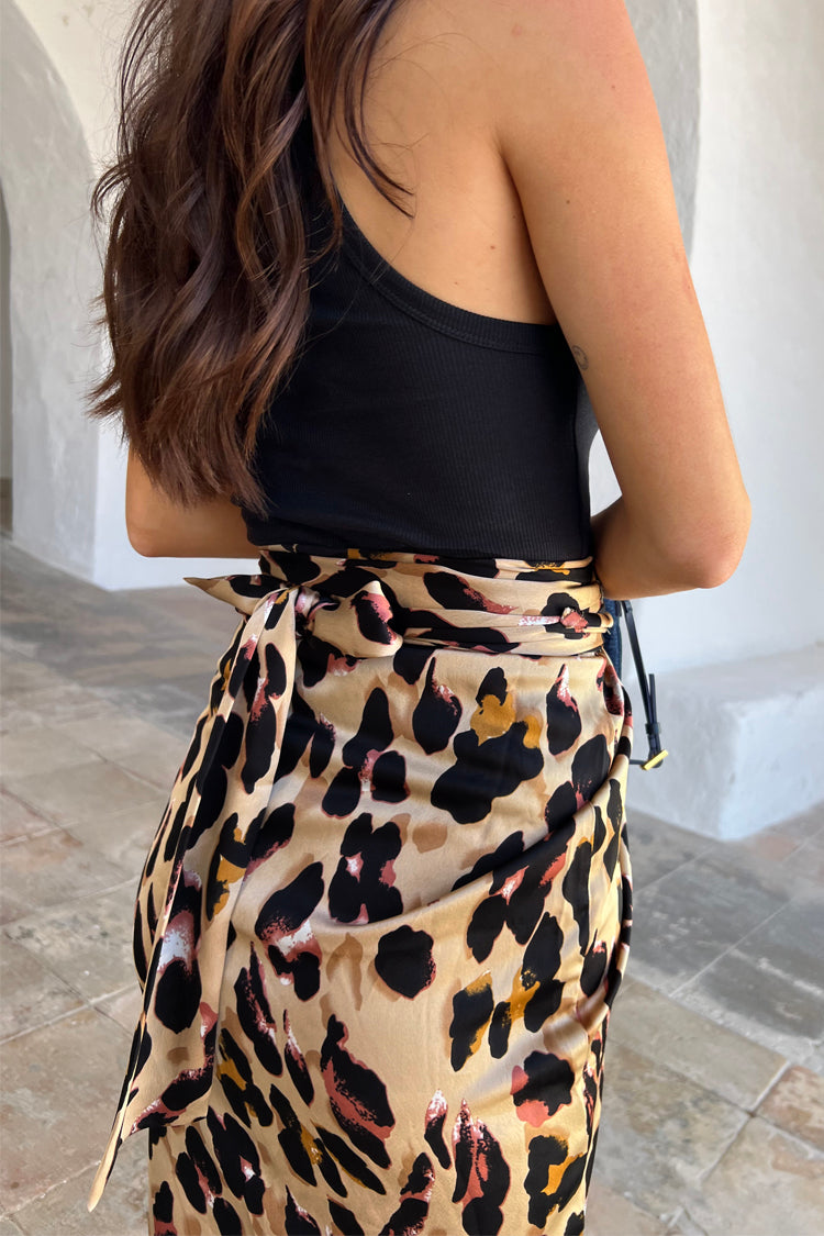 Brown Leopard Jaspre Skirt tied at the back