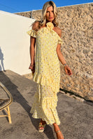 Thumbnail for Model wearing Abstract Yellow Lulu Dress
