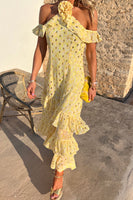 Thumbnail for Model wearing Abstract Yellow Lulu Dress