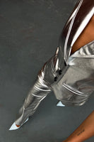 Thumbnail for Model wearing Silver Vegan Leather Waistcoat
