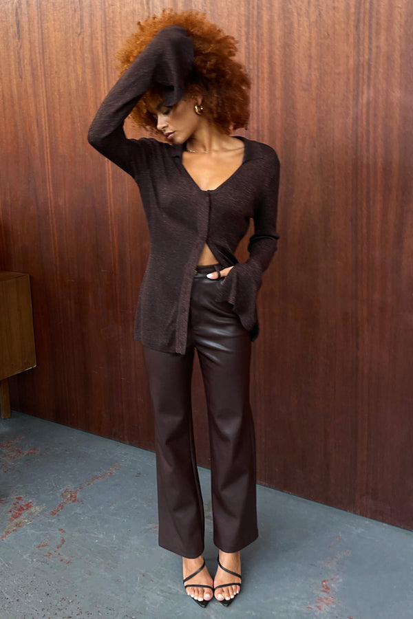 Brown Vegan Leather Trouser – Never Fully Dressed