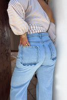 Thumbnail for caption_Model wears Scallop Detail Straight Leg Jeans  in UK size 18/ US 14