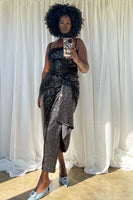 Thumbnail for Model wearing Black Sequin Jaspre Skirt 