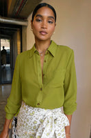 Thumbnail for Model wearing Lime Sheer Cristi Shirt 