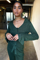 Thumbnail for Model wearing Emerald Sparkle Cardigan