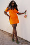 Orange Cotton Linen Mini Wrap Dress