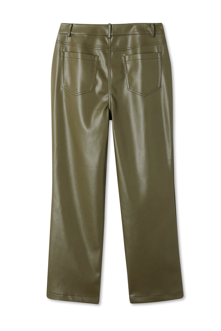 Khaki Vegan Leather Trouser