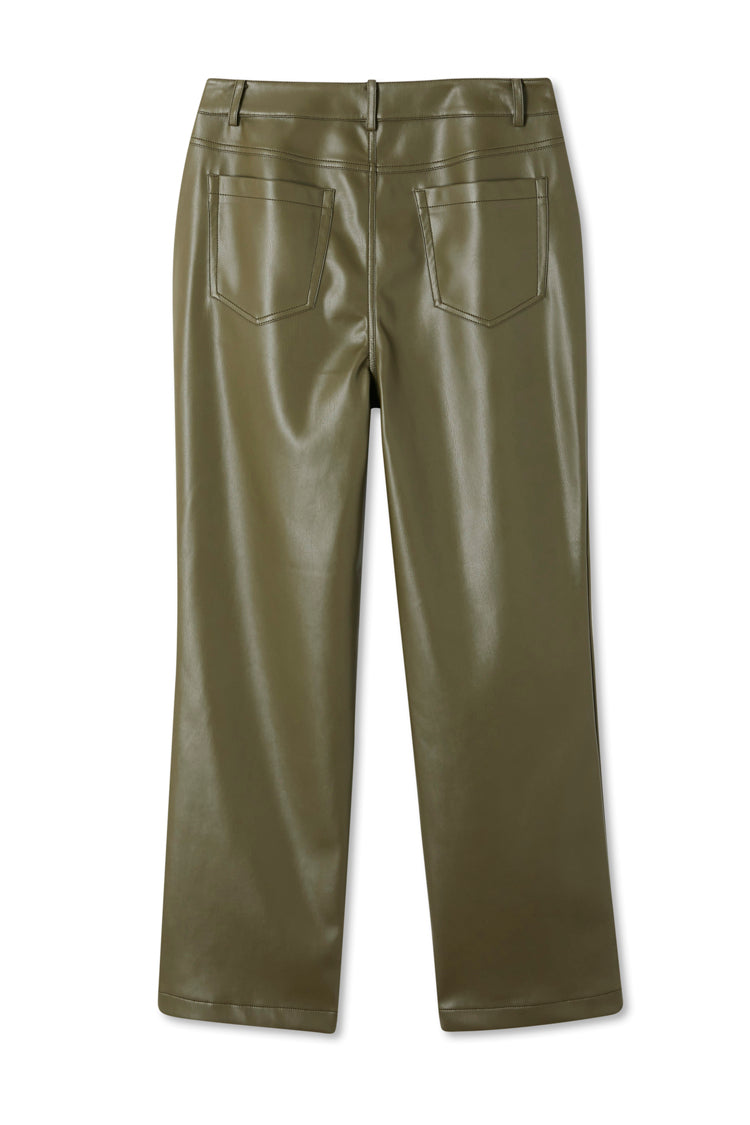 Khaki Vegan Leather Trouser Never Fully Dressed