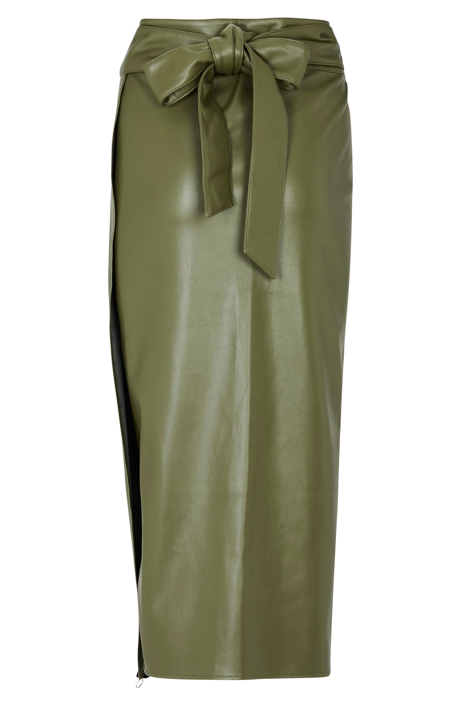 Khaki Vegan Leather Jaspre Skirt