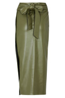 Thumbnail for Khaki Vegan Leather Jaspre Skirt