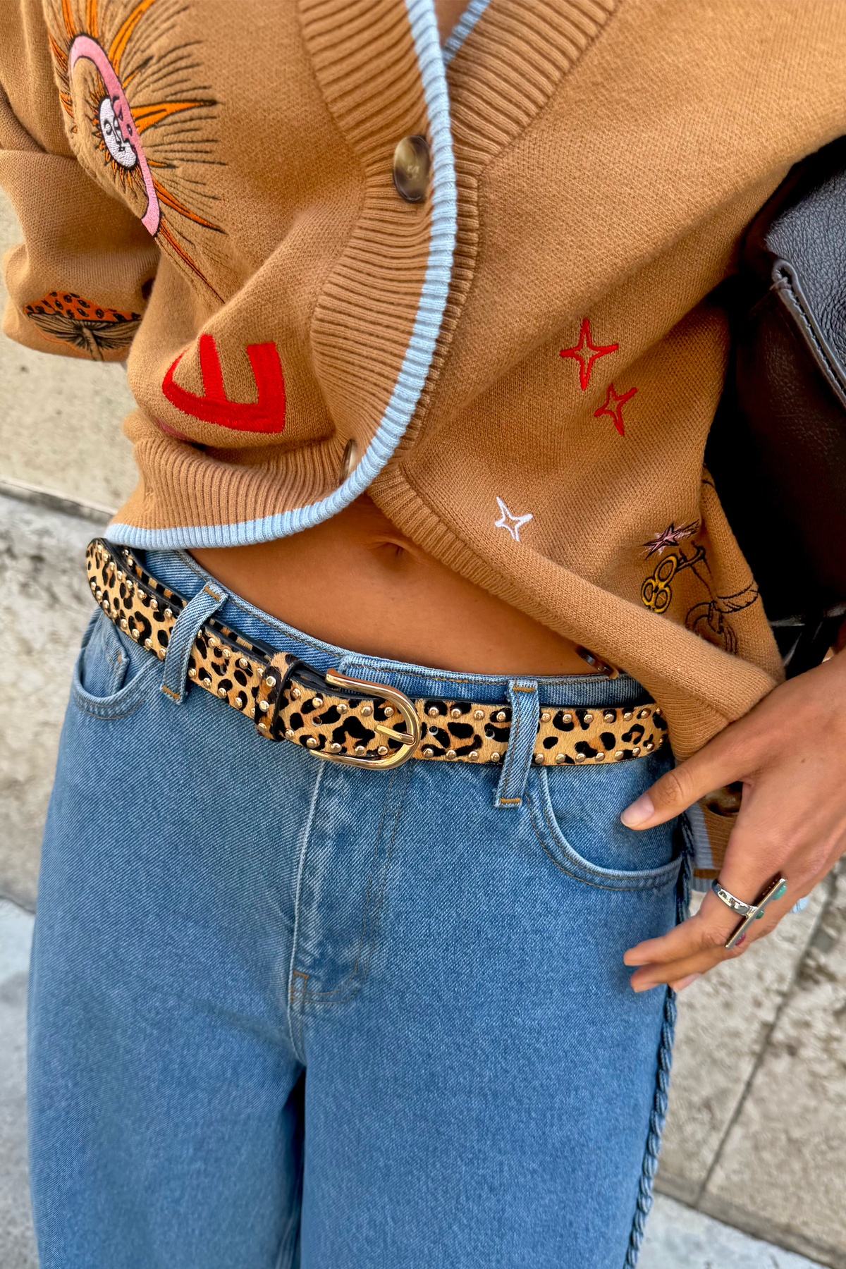 Leopard Pony Studded Belt