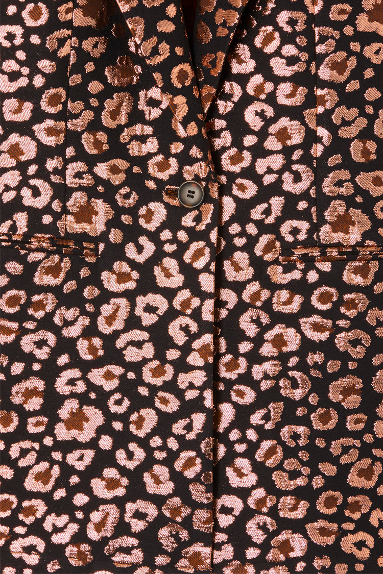 Close up of pattern of leopard jacquard 22 jacket