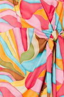 Thumbnail for Multi Abstract Mini Vienna Wrap Dress