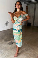 Thumbnail for caption_Model wears Sage Lyra Jaspre Wrap Skirt in UK size 10/ US 6