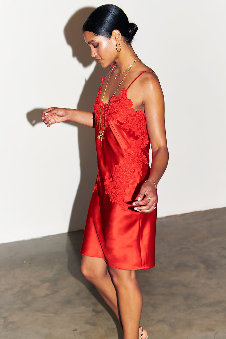 Model wearing Red Blake Mini Dress