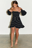 Thumbnail for Model wearing Black And Cream Tatum Dress