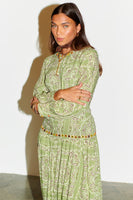 Thumbnail for Model wearing Khaki Bandana Indie Dress standing facing the camera 