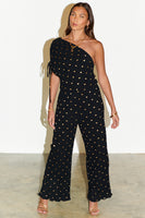 Thumbnail for Model wearing Black Antigua Plisse Jumpsuit
