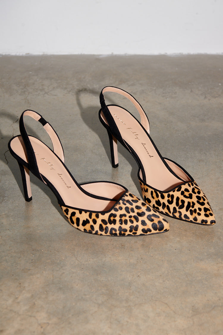 Model wearing Leopard Heel