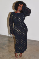 Thumbnail for model wearing Black Celia Plisse Dress