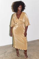 Thumbnail for Model wearing gold plisse dress