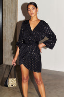 Thumbnail for Model wearing Black Animal Jacquard Mini Vienna Dress