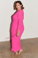 Thumbnail for Model wearing Pink Bon Plisse Dress 