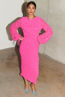 Thumbnail for Model wearing Pink Bon Plisse Dress 