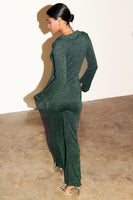 Thumbnail for caption_Model wears Emerald Sparkle Trousers in S