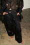 Black with Gold Palm Fleck Trousers