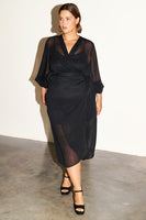 Thumbnail for caption_Model wears Black Sheer Midaxi Vienna Dress in UK 18 / US 14
