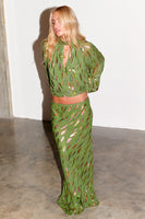 Thumbnail for caption_Model wears Khaki Jacquard Slip Skirt in UK 8 / US 4