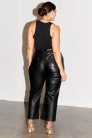 Thumbnail for caption_Model wears Black Vegan Leather Trousers in UK 18 / US 14