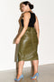 Khaki Vegan Leather Jaspre Skirt