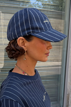 Navy Pinstripe Cap