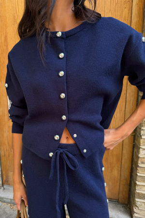 Navy Studded Cardigan