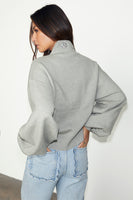 Thumbnail for Model wearing Grey Astrid Knit Bomber