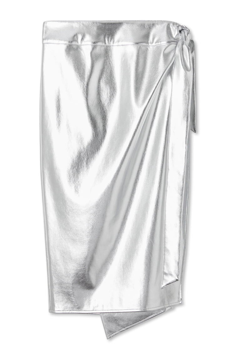 Silver Vegan Leather Jaspre Skirt