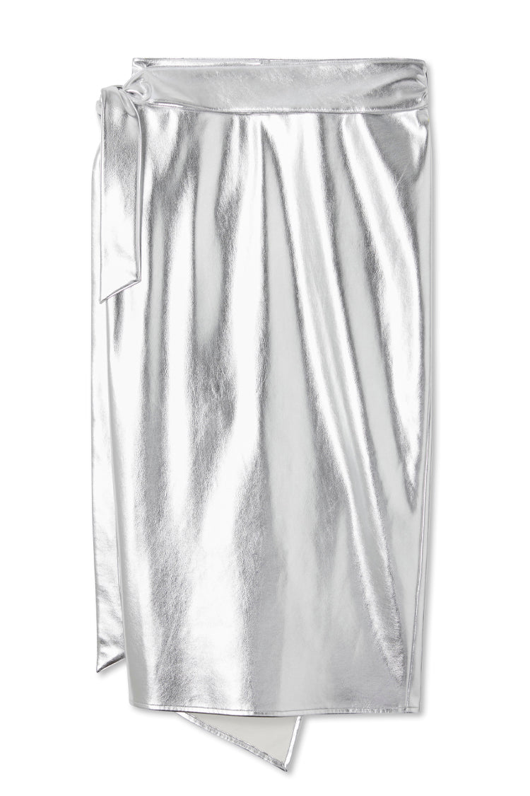 Silver Vegan Leather Skirt