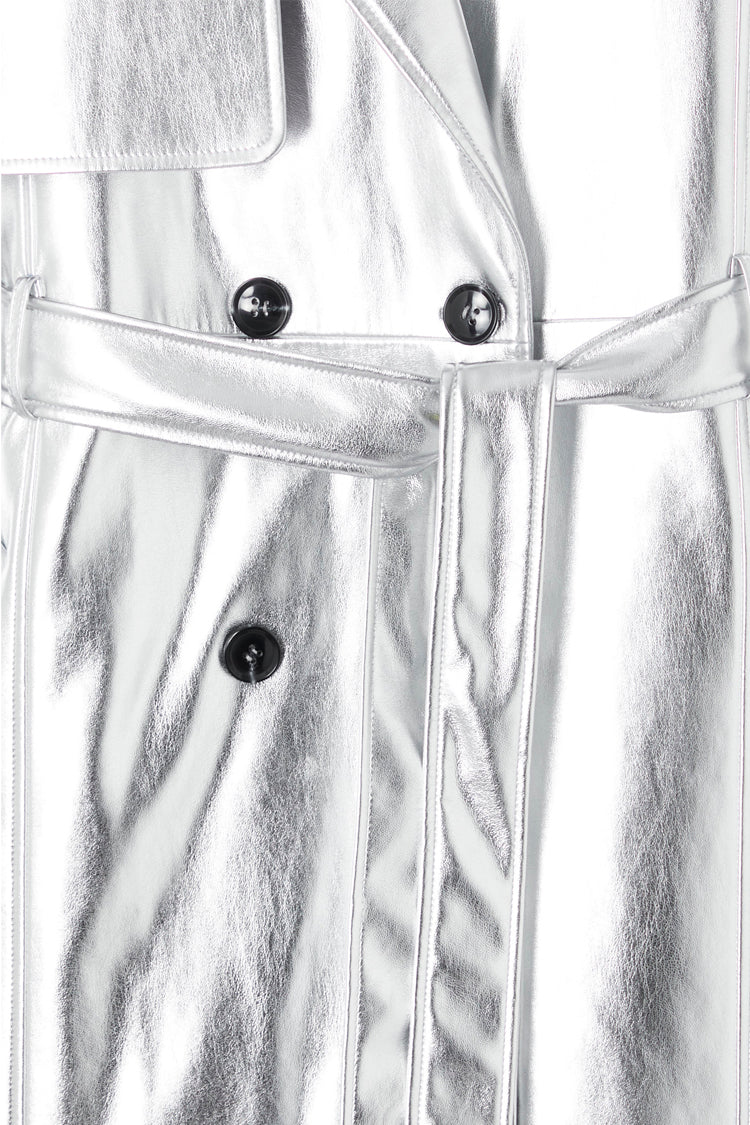 Silver Vegan Leather Trench