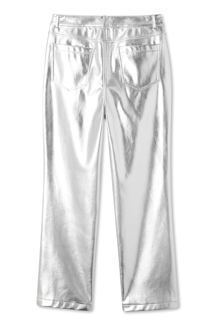 Silver Vegan Leather Trouser