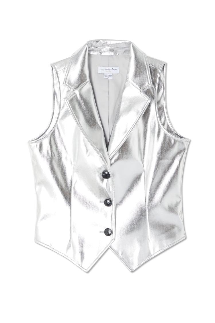 Silver Vegan Leather Waistcoat – Never Fully Dressed