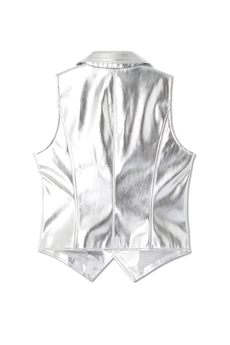 Silver Vegan Leather Waistcoat