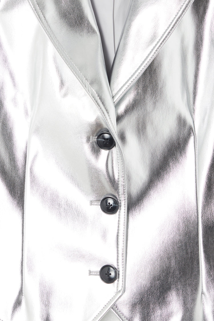 Silver Vegan Leather Waistcoat