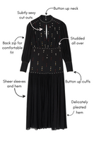 Thumbnail for Picture showing unique selling points of the Black Studded Azelea Dress