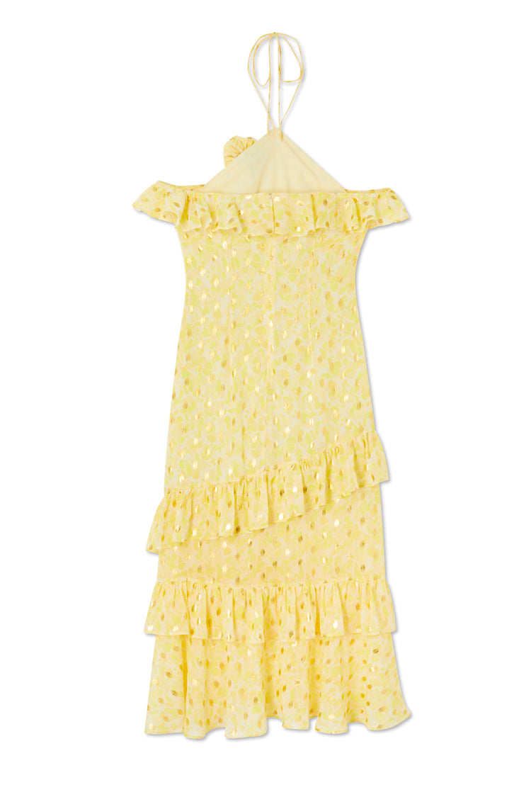 Yellow Floral Lulu Dress with Detachable Rose