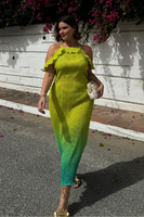 Thumbnail for Lime Ombre Plisse Claudia Dress